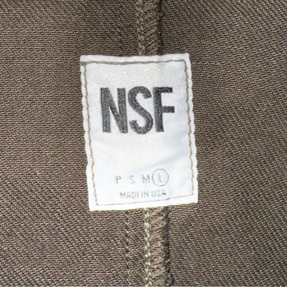 NSF Double Breasted Cotton Jacket Cotton Frayed Hem Sz Lg Olive Green Steampunk - Picture 9 of 10